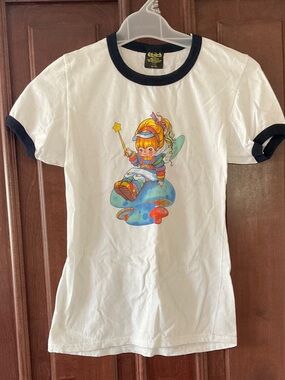 White Ringer Kids Tee with Rainbow Brite Graphic
